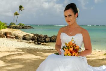 Bride with colorful bouquet