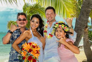 Family in florals; shaka!